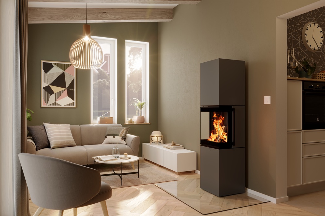 Spartherm Fireplaces Trico L corner fireplace in modern interior