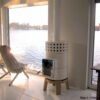 La Castellamonte Round Stack Wood white lifestyle size 1 - hotboxstoves.co.uk