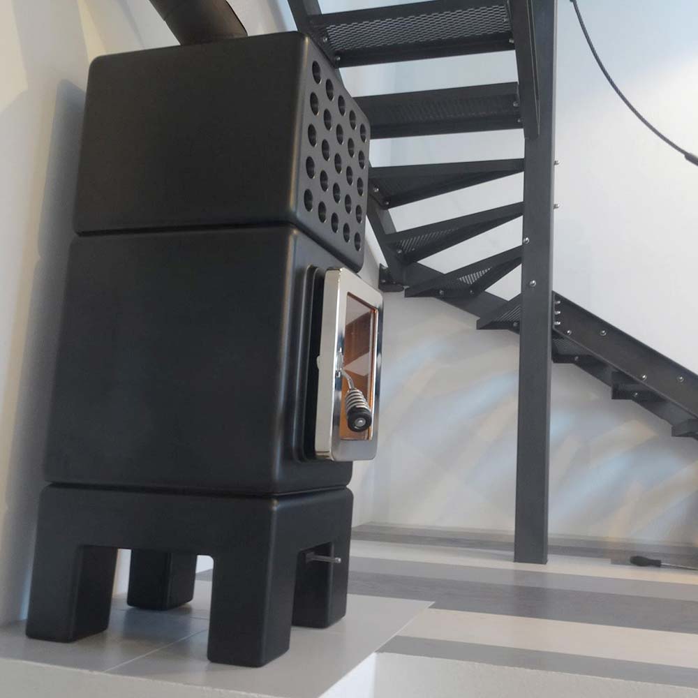 stack stoves cubi stack slim black matt side - hotboxstoves.co.uk