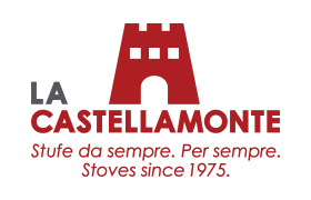 A logo for La Castellamonte red castle with wording underneath