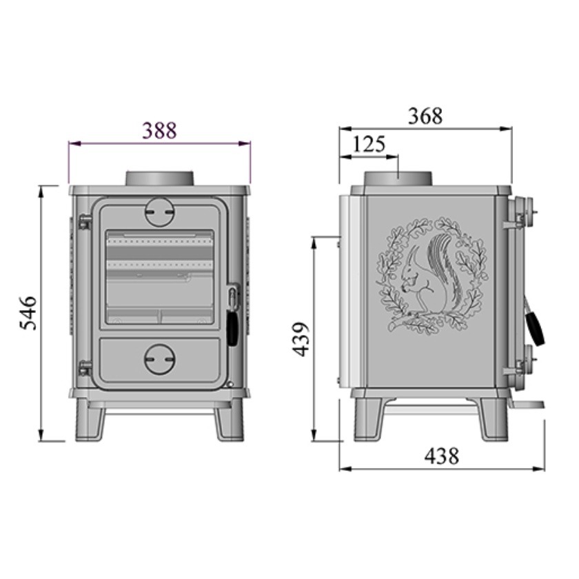 Morso squirrel 1412 dimensions - hotboxstoves.co.uk