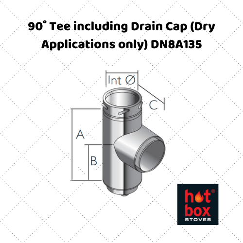 90˚ Tee including Drain Cap (Dry Applications only) DN8A135