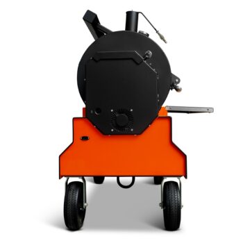 Yoder YS1500s Pellet Grill Competition Cart left side orange - hotboxstoves.co.uk