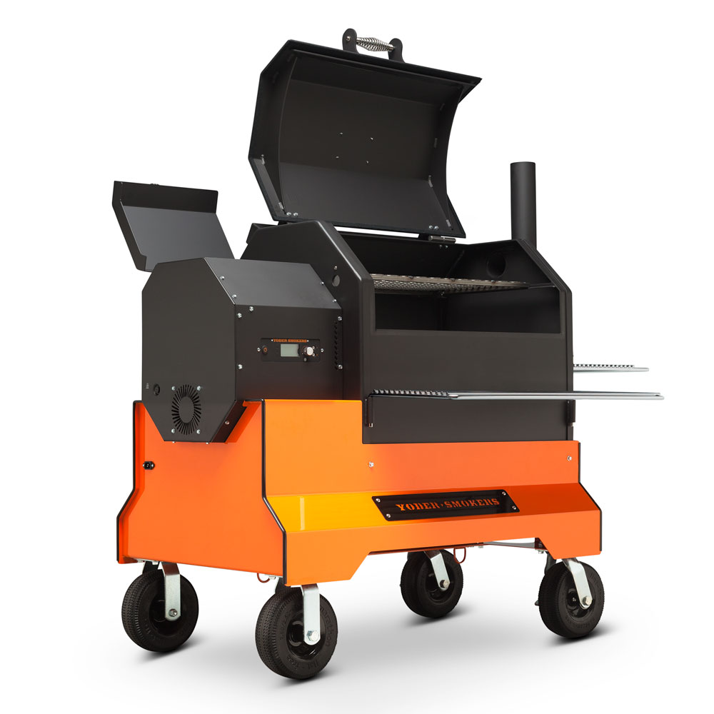 Yoder YS640s Competition Cart left side open Orange - hotboxstoves.co.uk