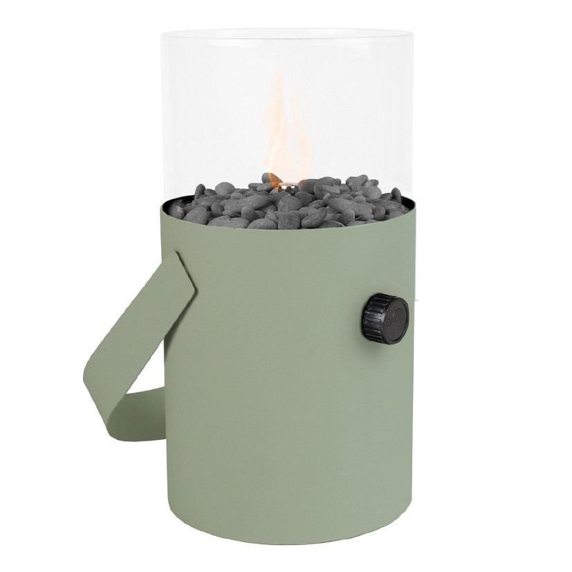 Cosiscoop Original Green Fire Lantern Lit - Hotboxstoves.co.uk