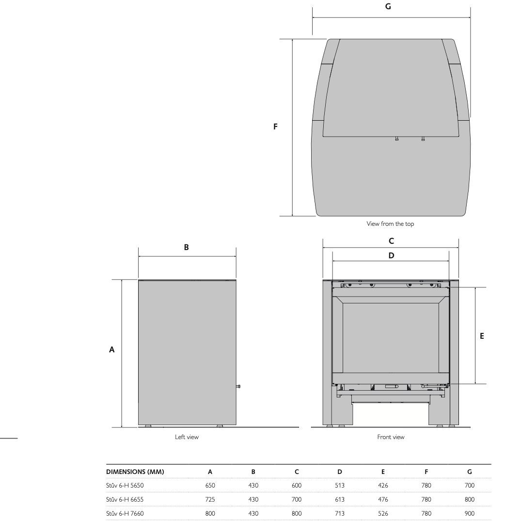 STUV 6H dimensions - hotboxstoves.co.uk