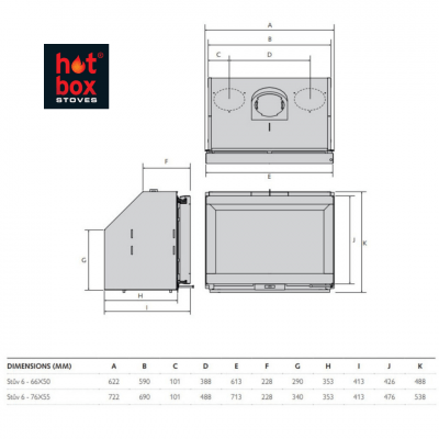 Stuv 6 Inset 66x50 Sizes - Hot Box Stoves