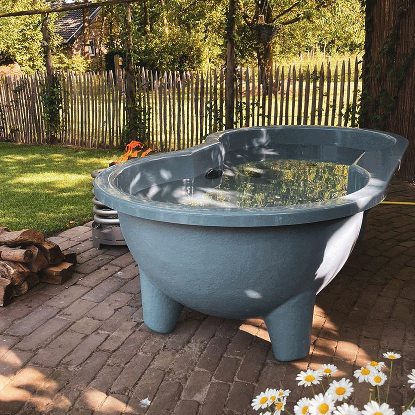 dutchtub loveseat grey lifestyle - hotboxstoves.co.uk