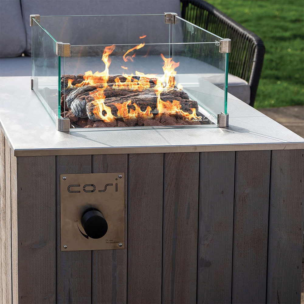 Cosicube 70 Grey Wash Fire Pit Close Up - Hotboxstoves.co.uk