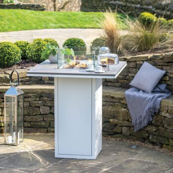 Cosiloft 100 Bar Table White and Grey Glass- hotboxstoves.co.uk