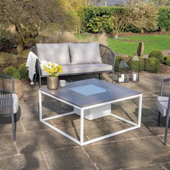 Cosiloft 100 White and Grey fire table fire cover - hotboxstoves.co.uk