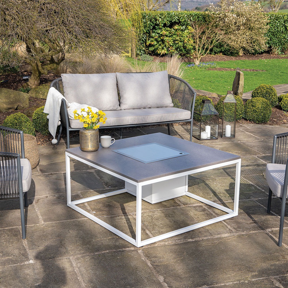 Cosiloft 100 White and Grey fire table fire cover - hotboxstoves.co.uk