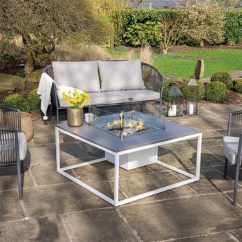 Cosiloft 100 White and Grey fire table - hotboxstoves.co.uk