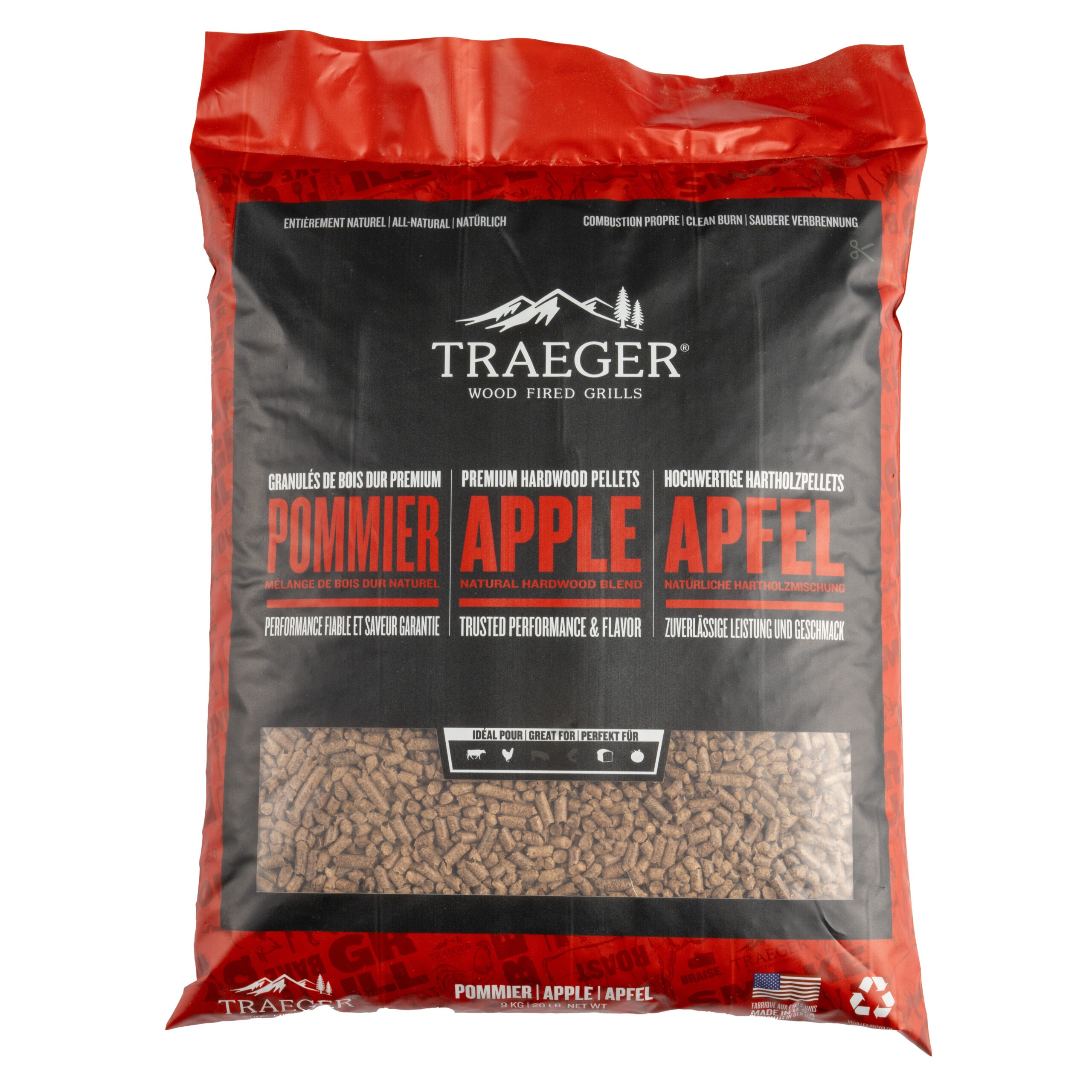 Traeger apple pellets front - hotboxstoves.co.uk