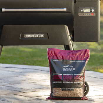 Traeger Cherry pellets lifestyle image - hotboxstoves.co.uk