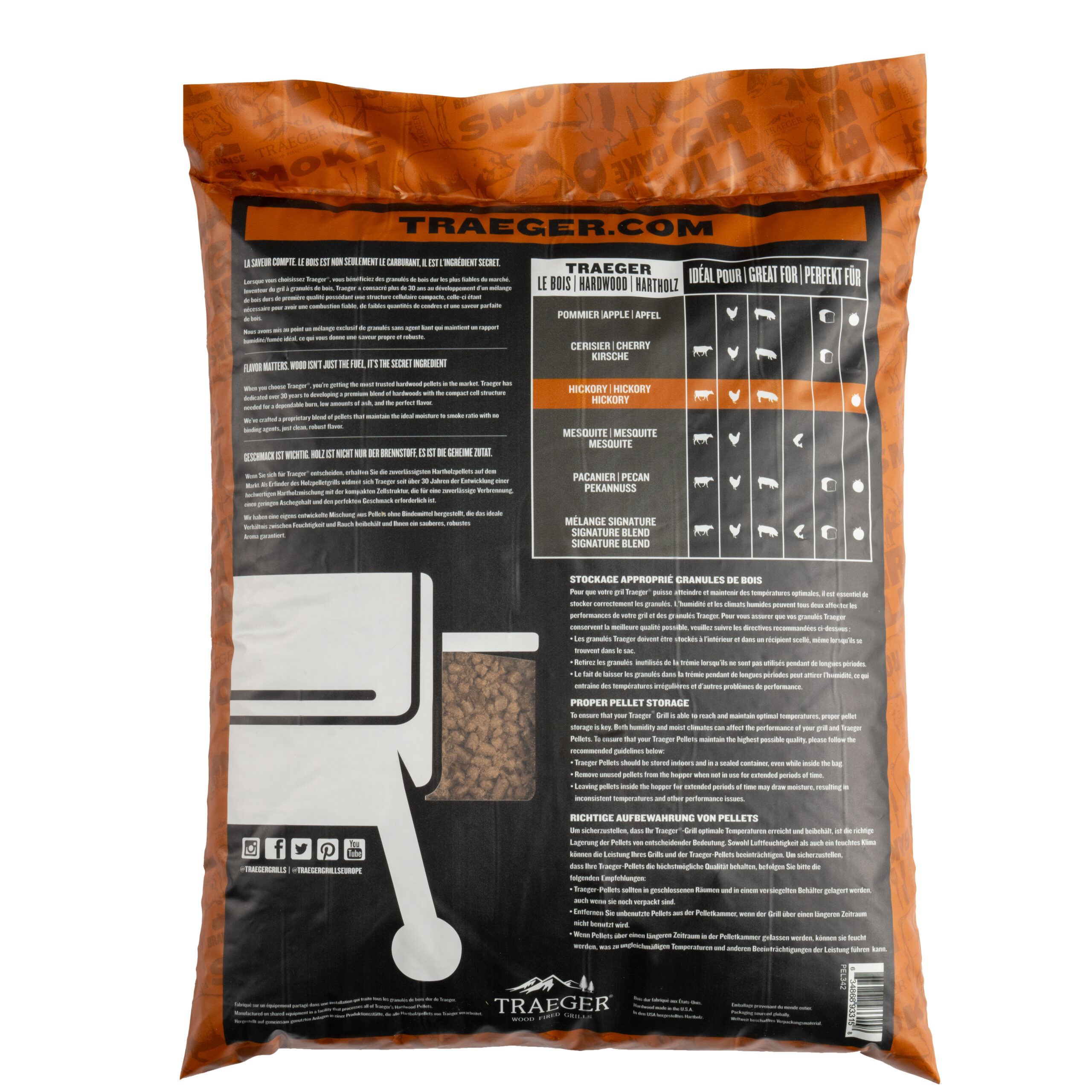 traeger hickory pellets back - hotboxstoves.co.uk