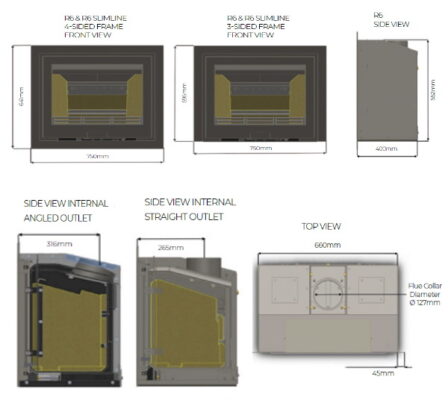 Di Lusso R6 Eco Inset dimensions - Hotboxstoves.co.uk