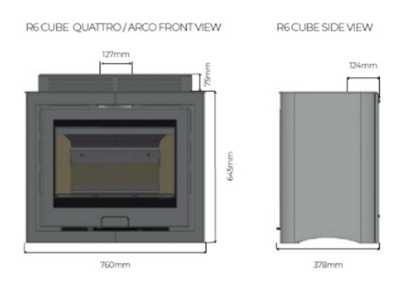 Di Lusso R6 Cube dimensions - hotboxstoves.co.uk