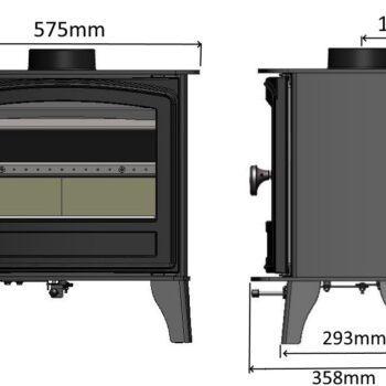 Herald 5 Slimline Single Door dimensions - hotboxstoves.co.uk
