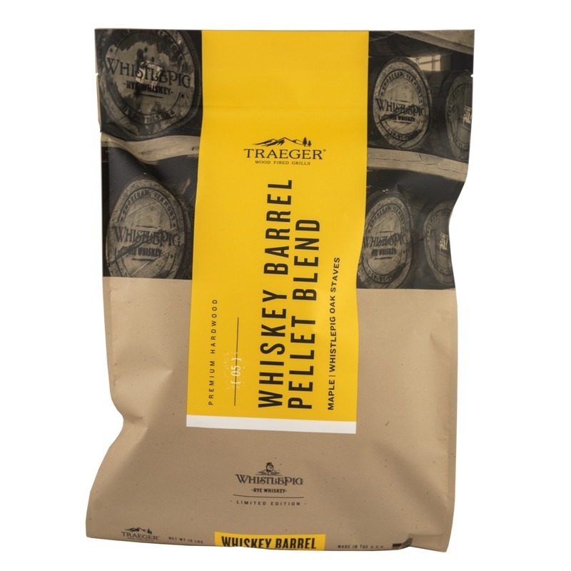 Traeger x WhistlePig Whisky Barrel BBQ Hardwood Pellets front - hotboxstoves.co.uk