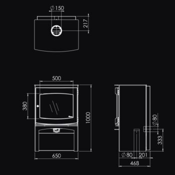 Dik Geurts Ivar 10 H2O dimensions - hotboxstoves.co.uk