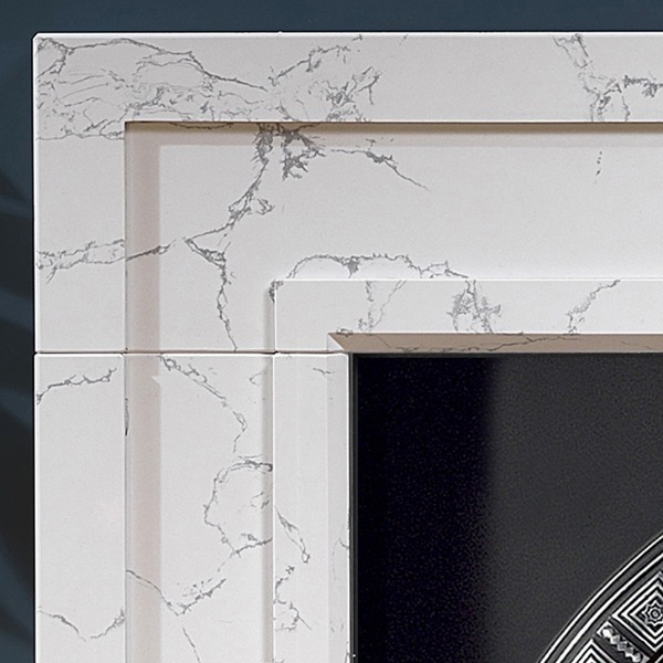 Brooksby Marble Fire Surround close up top - hotboxstoves.co.uk