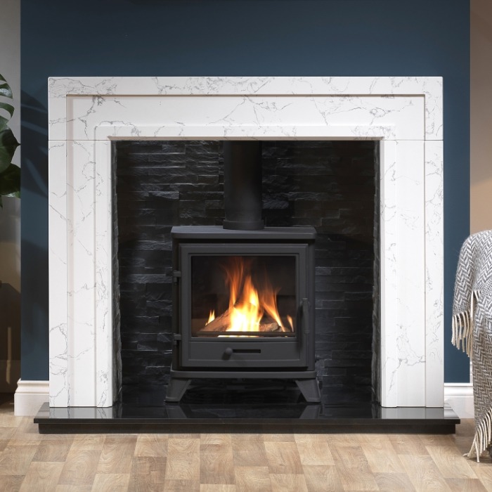 Brooksby Marble Fire Surround lifestyle - hotboxstoves.co.uk