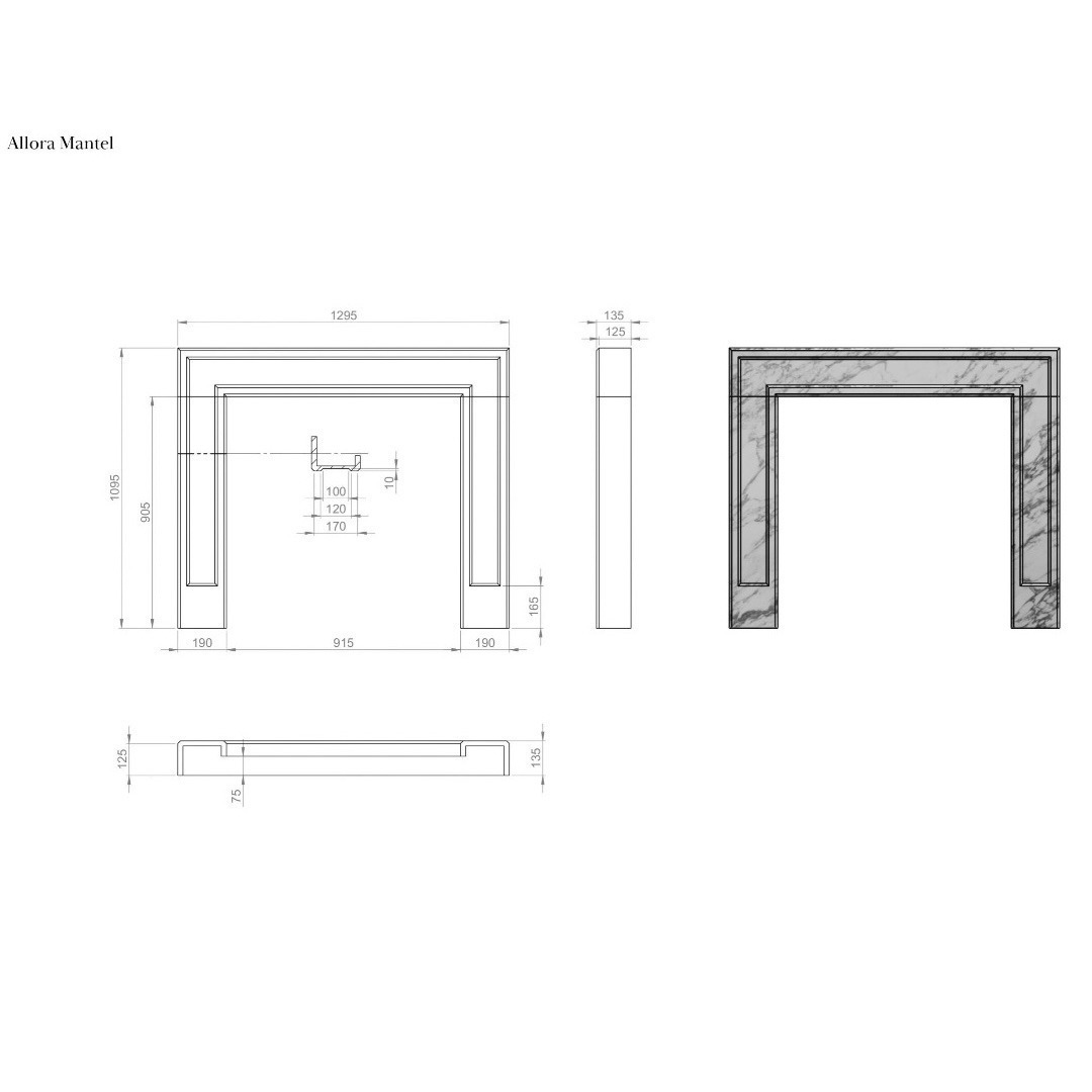 Allora Lilac mantel dimensions - hotboxstoves.co.uk