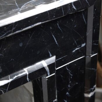 Allora Nero mantel close up - hotboxstoves.co.uk