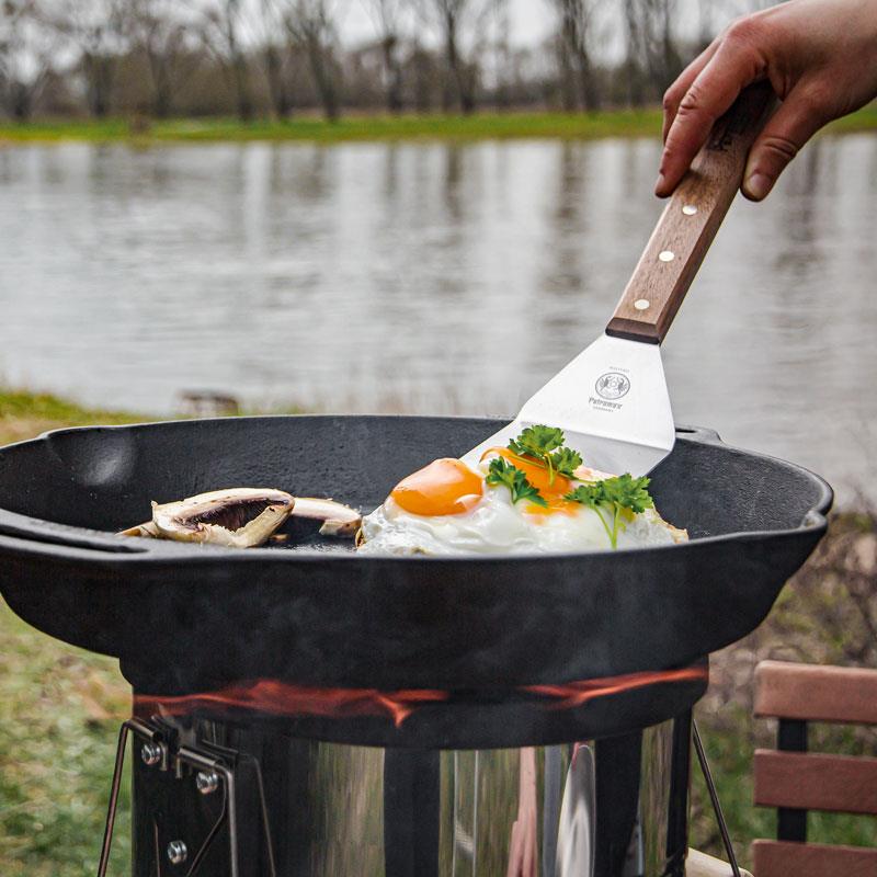 Rocket Stove fire skillet lifestyle - hotboxstoves.co.uk