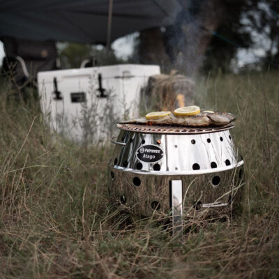 Petromax Atago Grill cooking fish - hotboxstoves.co.uk