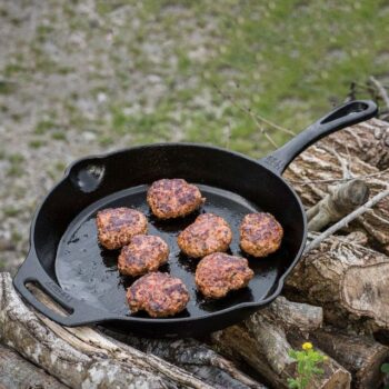 Petromax cast iron grill skillet meatballs lifestyle image - hotboxstoves.co.uk