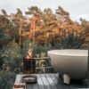 Dutchtub original in the forest side view - hotboxstoves.co.uk